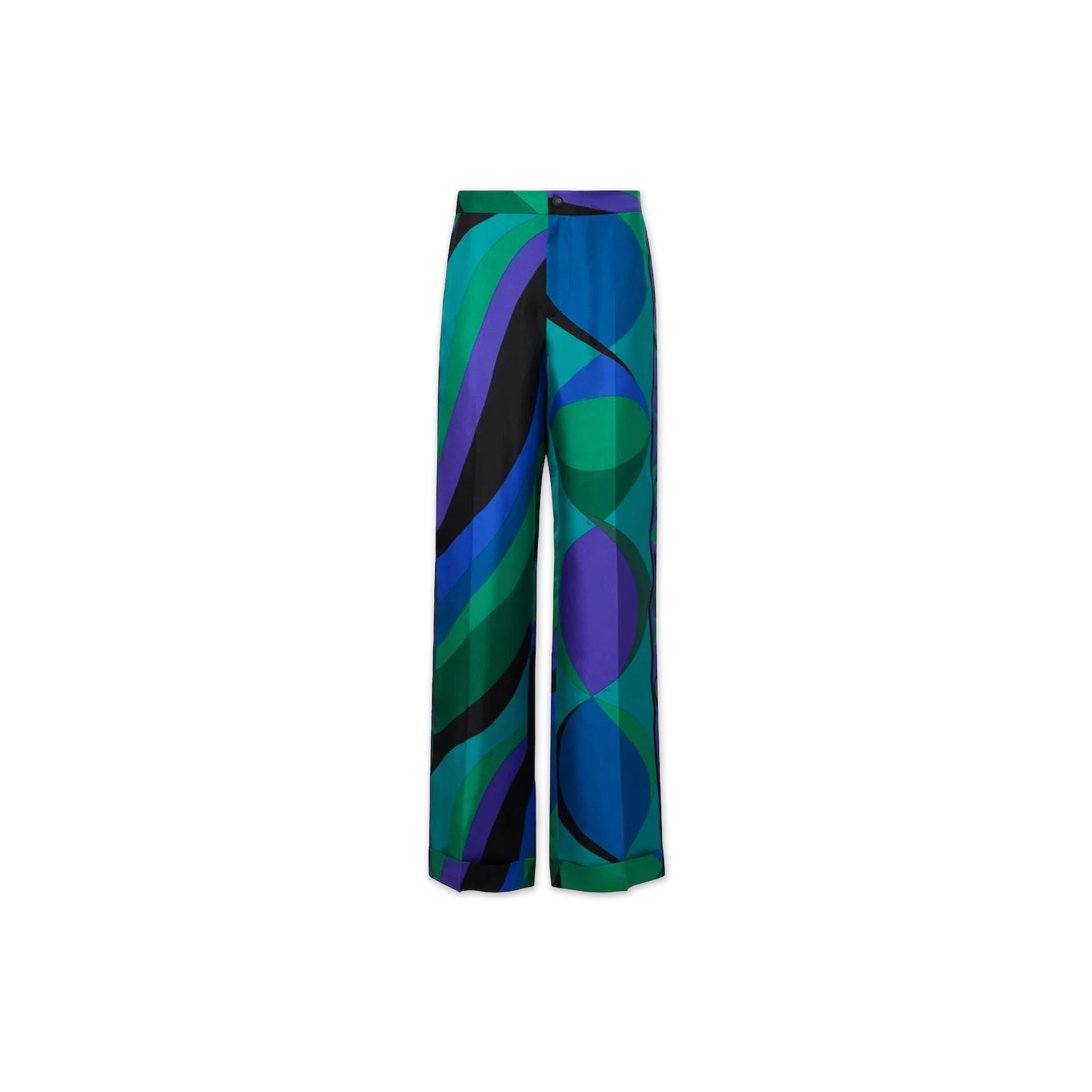 PUCCI BLUE PESCI-PATTERNED WIDE-LEG PANTS